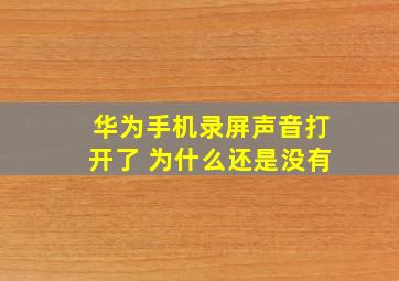 华为手机录屏声音打开了 为什么还是没有